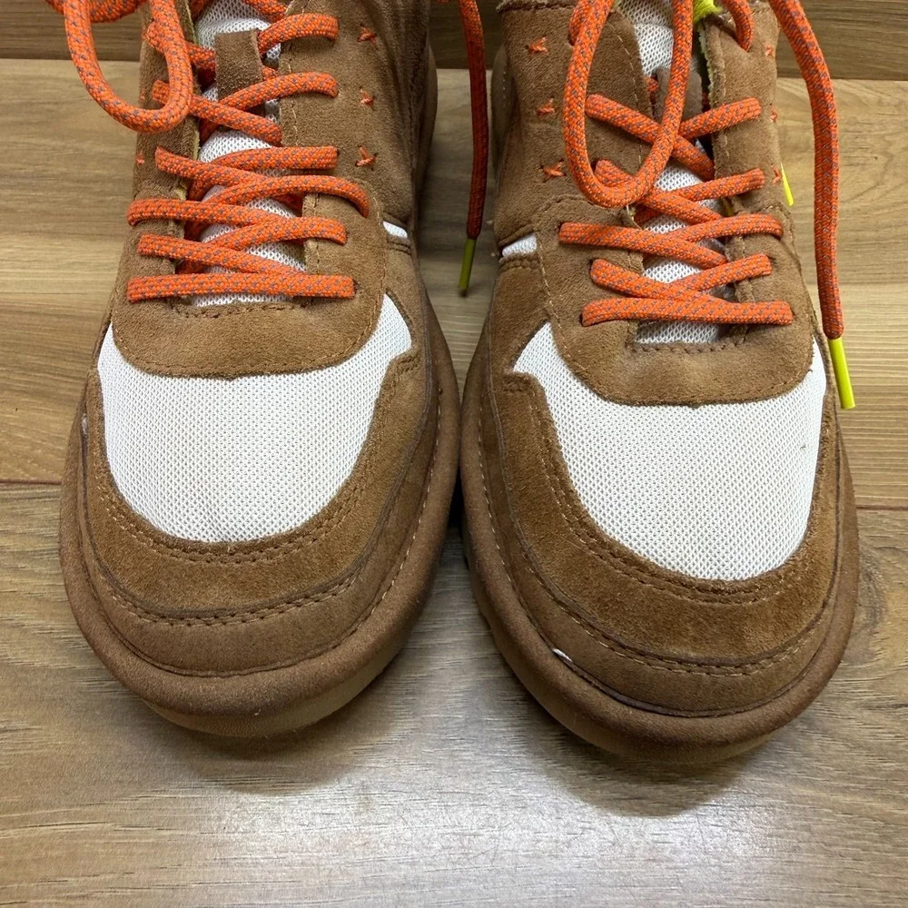 UGG Highland Sneaker Boot Womens 7 Chestnut Orange Neon Yellow High Top Sneakers